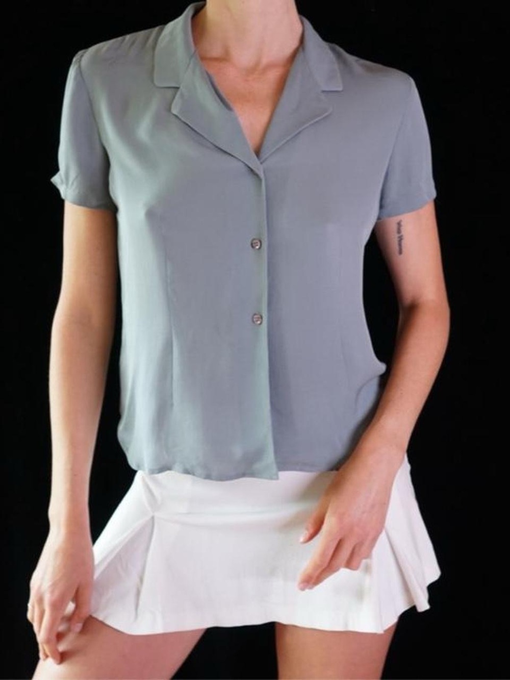 Jones New York Sage Short Sleeve Button Front Blouse